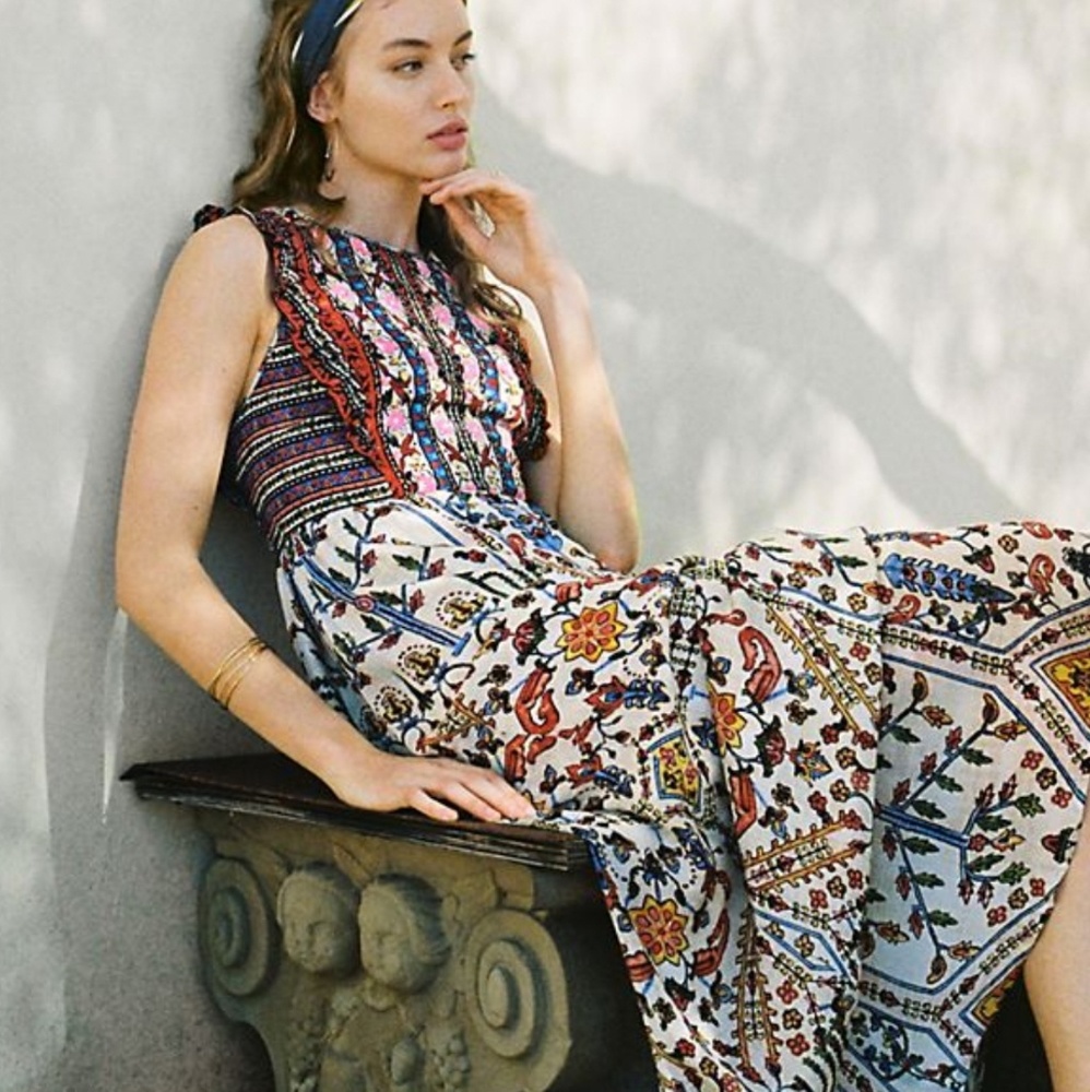 NWT Anthropologie: Valerie Embroidered Maxi Dress by Vineet Bahl